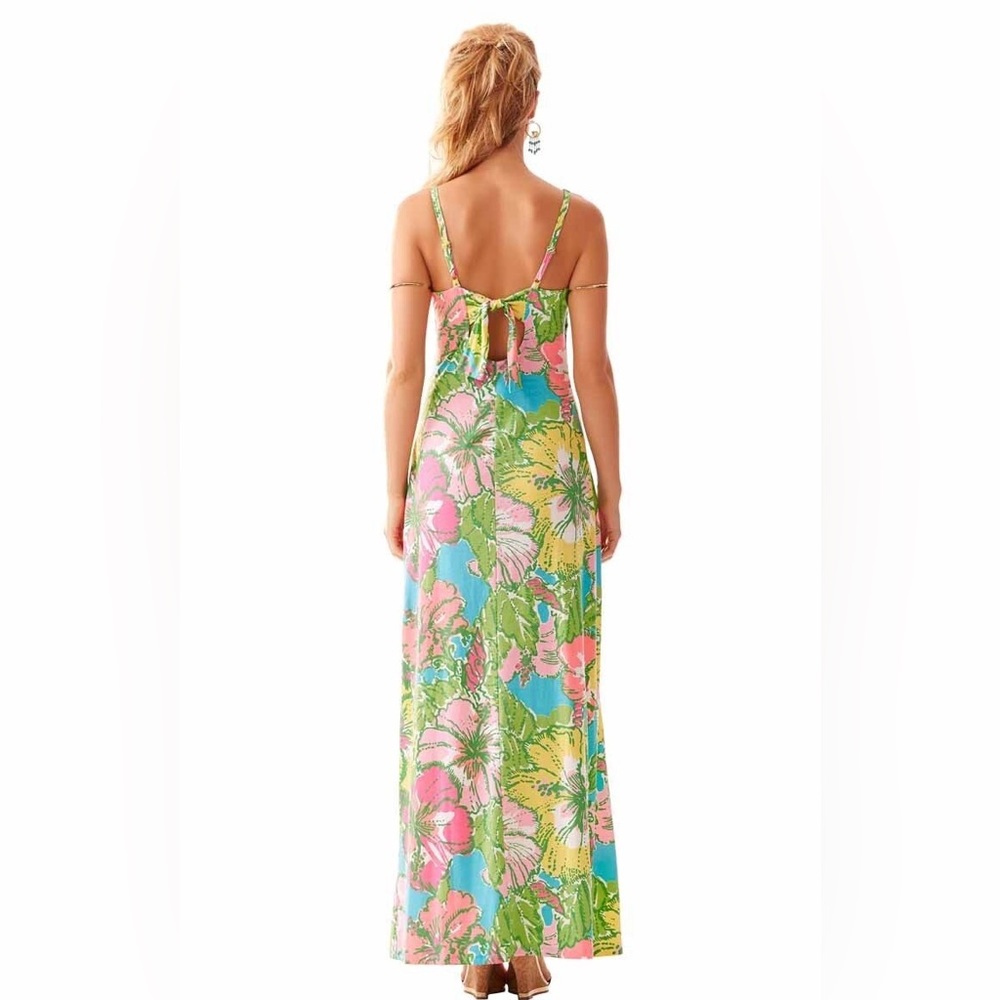 LILLY PULITZER Palm Big Flirt Floral Maxi Tank Dress Tie Back Multicolor… - Picture 3 of 8